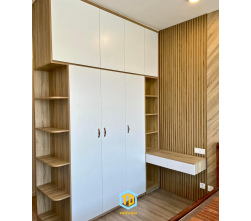 TỦ QUẦN ÁO CÁNH KÉO MDF CHỐNG ẨM TRIỀU ĐẠI PHỦ MELAMINE TÍCH HỢP BÀN TRANG ĐIỂM