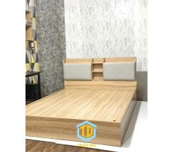 GIƯỜNG MDF TRIỀU ĐẠI ĐẦU GIƯỜNG TÍCH HỢP KỆ LƯU TRỮ